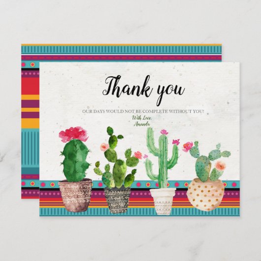 Cactus Koppel Bruiloft Dank je kaart (Voorkant / Achterkant)