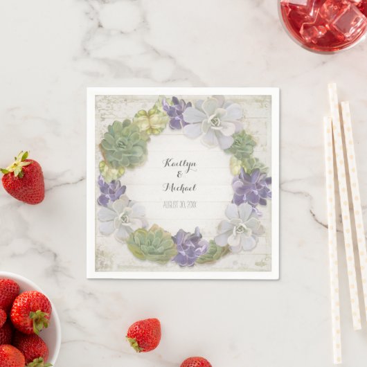 Cactus kransblad succulent houten papier partij servetten (Insitu)