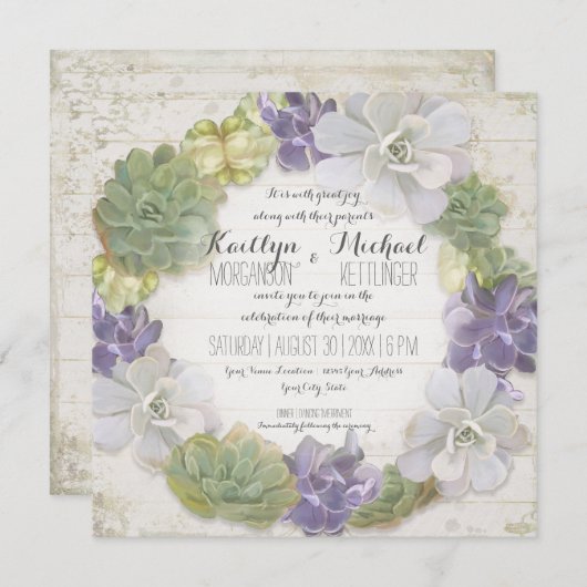 Cactus kransblad succulent houten Western Boho Kaart (Voorkant / Achterkant)