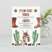 Cactus laarzen Mijn eerste Rodeo 1e verjaardag Kaart (Staand voorkant)