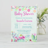 Cactus lantaarn Fiesta Baby Douche Uitnodigingen (Staand voorkant)