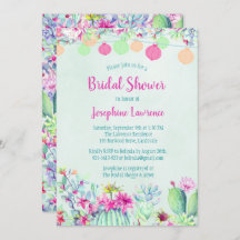 Cactus lantaarn Fiesta bruids douche uitnodigingen