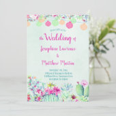 Cactus lantaarn Fiesta bruiloft uitnodigingen (Staand voorkant)