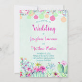 Cactus lantaarn Fiesta bruiloft uitnodigingen (Voorkant)