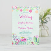 Cactus lantaarn Fiesta bruiloft uitnodigingen (Staand voorkant)