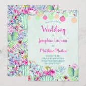 Cactus lantaarn Fiesta bruiloft uitnodigingen (Voorkant / Achterkant)