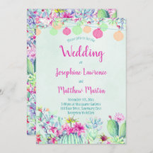 Cactus lantaarn Fiesta bruiloft uitnodigingen