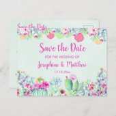 Cactus lantaarn Fiesta Succulenten Bewaar de Datum Aankondigingskaart (Voorkant / Achterkant)