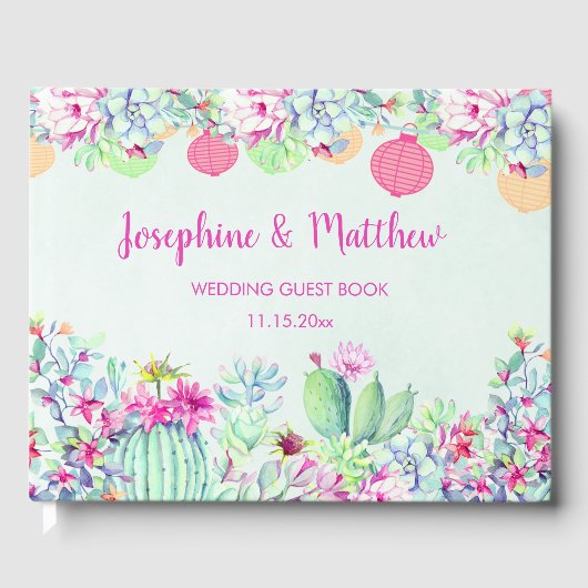 Cactus lantaarn Fiesta Succulenten Bruiloft Gastenboek (Voorkant)