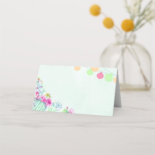 Cactus lantaarn Fiesta Succulenten Bruiloft Plaatskaartje (Voorkant)