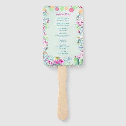 Cactus lantaarn Fiesta Succulenten Huwelijksceremo Handwaaier (Achterkant)