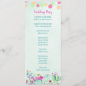 Cactus lantaarn Fiesta Succulenten Huwelijksprogra Programmakaart (Achterkant)