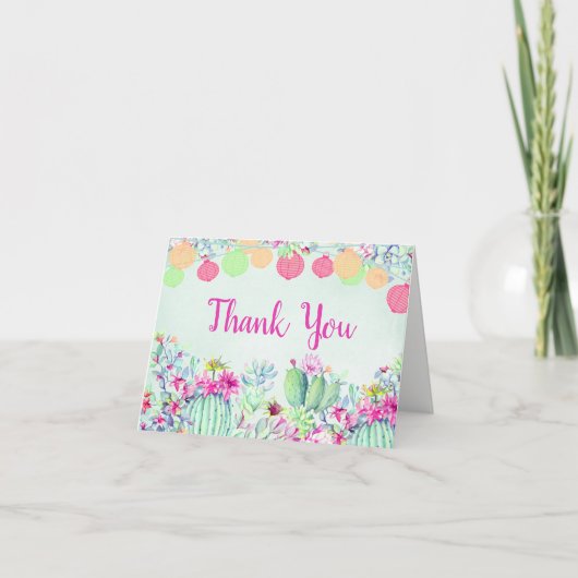 Cactus lantaarn FiestaSucculenten Waterverf Bruilo Bedankkaart (Voorkant)