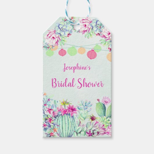 Cactus lantaarn vetplanten Vrijgezellenfeest gunst Cadeaulabel (Voorkant)