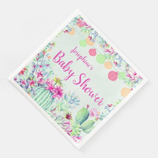 Cactus Lantern Fiesta Succulents Baby shower Servetten (Hoek)