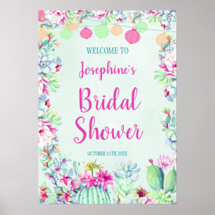 Cactus Lantern Fiesta Succulents Vrijgezellenfeest Poster