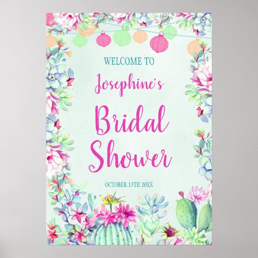 Cactus Lantern Fiesta Succulents Vrijgezellenfeest Poster (Voorkant)