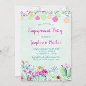 Cactus Lantern Fiesta Verlovingsfeest Uitnodiginge Kaart (Voorkant)