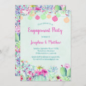 Cactus Lantern Fiesta Verlovingsfeest Uitnodiginge Kaart (Voorkant / Achterkant)