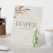 Cactus Leather Baby shower Diaper Raffle Reclamebord Met Voetstuk (Insitu)