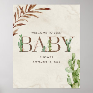 Cactus Leather Baby shower Welkom Poster