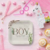 Cactus Leather Boy Baby shower Papieren Bordje (Feest)
