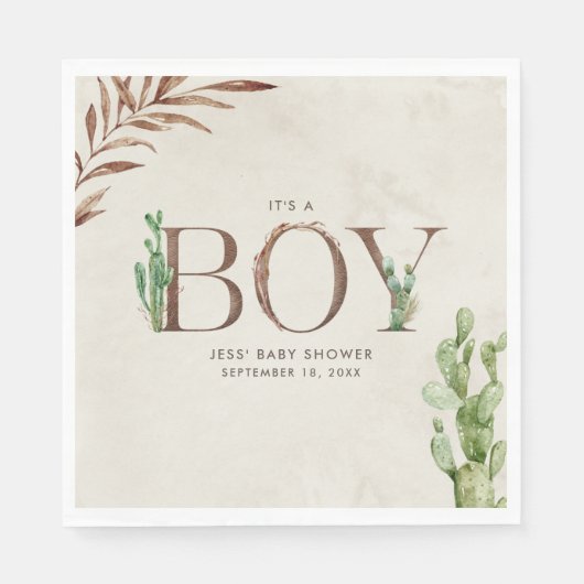 Cactus Leather Boy Baby shower Servet (Voorkant)