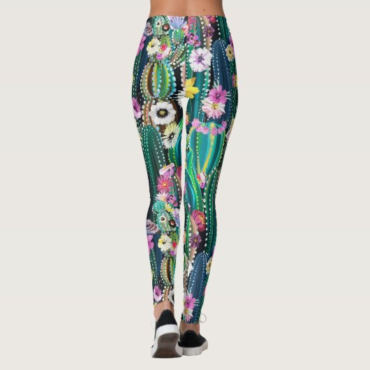 Cactus Leggings voor dames, cactus Gedrukte Leggin (Achterkant)