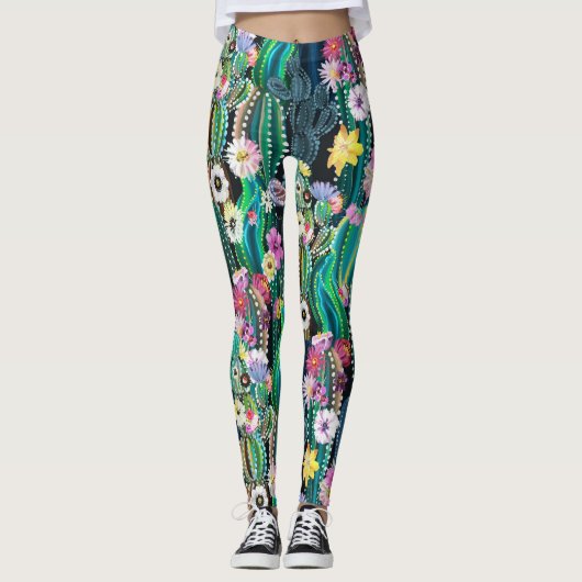 Cactus Leggings voor dames, cactus Gedrukte Leggin (Voorkant)