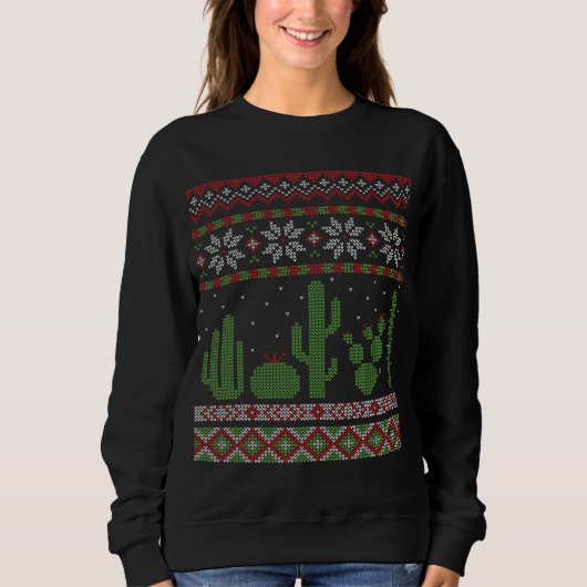 Cactus Lelijke Kersttrui Zuidwest Cactussen Succ Trui (Voorkant)