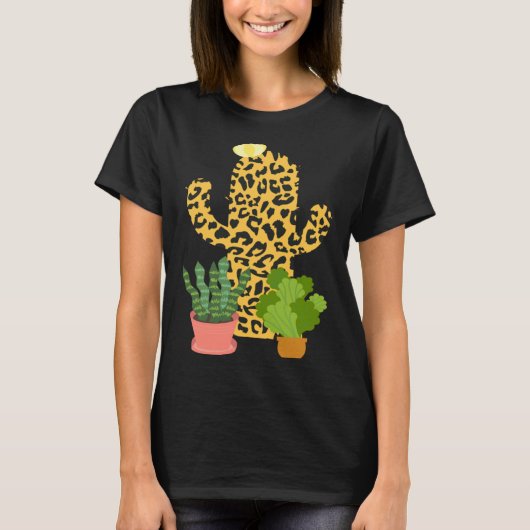 Cactus Leopard Print Succulents Plant Trendy T-shirt (Voorkant)