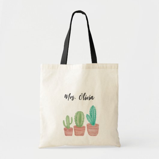 Cactus Leraar Waardering Aangepaste Tote Tas (Voorkant)