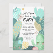 Cactus 'Let's Taco over een Baby' Baby shower met Kaart (Voorkant)