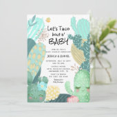Cactus 'Let's Taco over een Baby' Baby shower met Kaart (Staand voorkant)