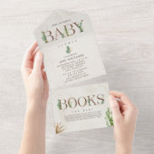 Cactus Lettering Book Request Baby shower All In One Uitnodiging (Afscheurbaar)