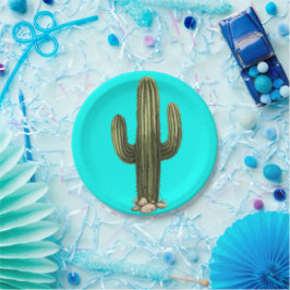 Cactus Levendig cyaan Papieren Bordje