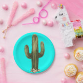 Cactus Levendig cyaan Papieren Bordje (Feest)