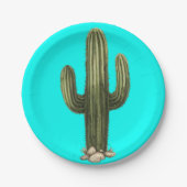 Cactus Levendig cyaan Papieren Bordje (Voorkant)