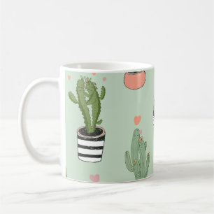 Cactus Liefde: Schattigee Cartoon Patroon. Koffiemok