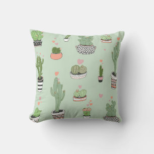 Cactus Liefde: Schattigee Cartoon Patroon. Kussen