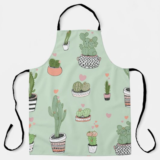 Cactus Liefde: Schattigee Cartoon Patroon. Schort (Voorkant)