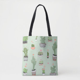 Cactus Liefde: Schattigee Cartoon Patroon. Tote Bag