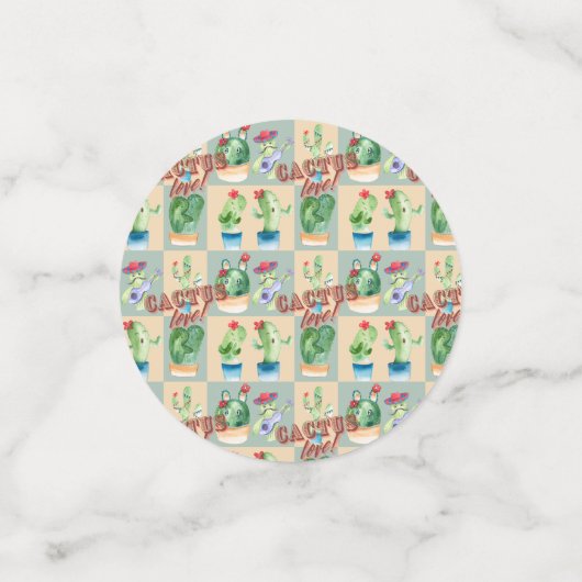 cactus liefde - waterverf confetti (Kleine voorkant)