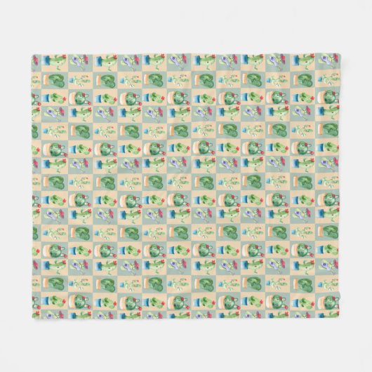 cactus liefde - waterverf fleece deken (Voorkant (Horizontaal))
