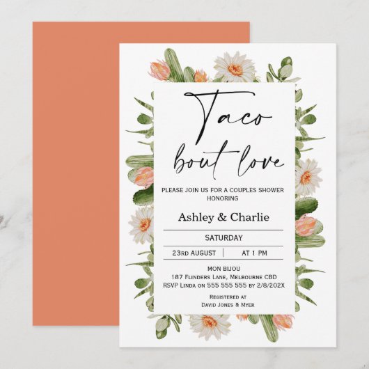 Cactus Lijst Taco 'over liefde Koppels Douche Kaart (Voorkant / Achterkant)