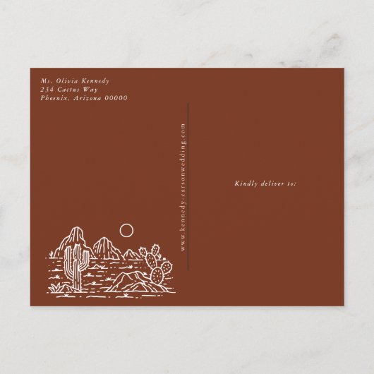 Cactus Line Art Desert Foto Bewaar de datum Briefkaart (Achterkant)
