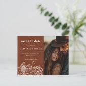 Cactus Line Art Desert Foto Bewaar de datum Briefkaart (Staand voorkant)