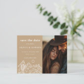 Cactus Line Art Desert Foto Bewaar de datum Briefkaart (Staand voorkant)