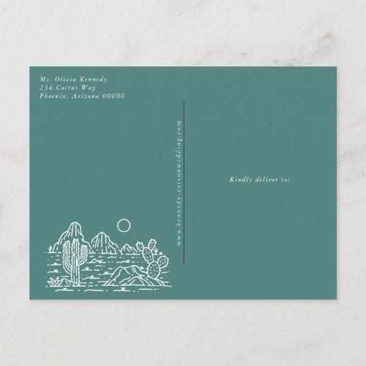 Cactus Line Art Desert Foto Bewaar de datum Briefkaart (Achterkant)