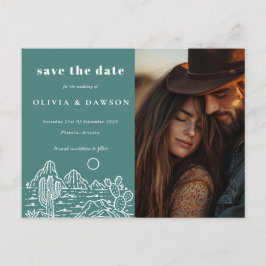 Cactus Line Art Desert Foto Bewaar de datum Briefkaart